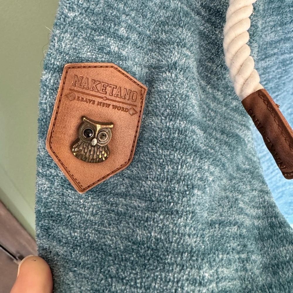 Naketano 🦌 teal velour hoodie size medium / small - Picture 7 of 9